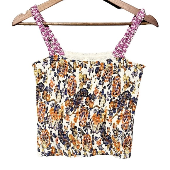 Anthropologie Tops - ANTHROPOLOGIE Smocked Paisley Print Square Neckline Cropped Tank Top